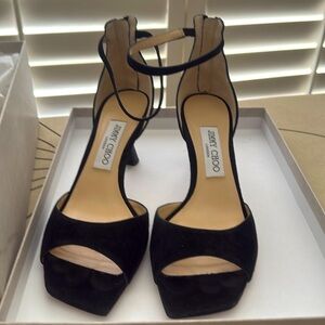 Jimmy Choi black suede heels sandals